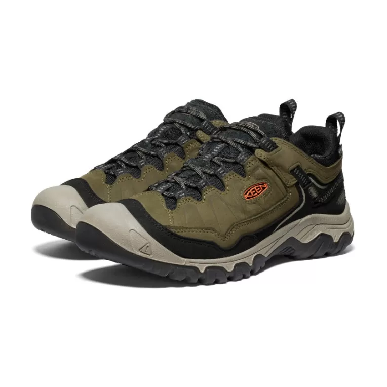 KEEN Leather | Shoes | Men's Targhee IV Wide Waterproof Hiking Shoe   |  Dark Olive/Gold Flame