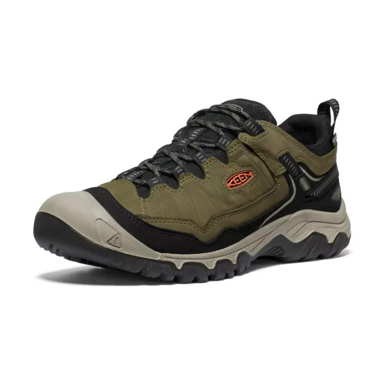 KEEN Leather | Shoes | Men's Targhee IV Wide Waterproof Hiking Shoe   |  Dark Olive/Gold Flame