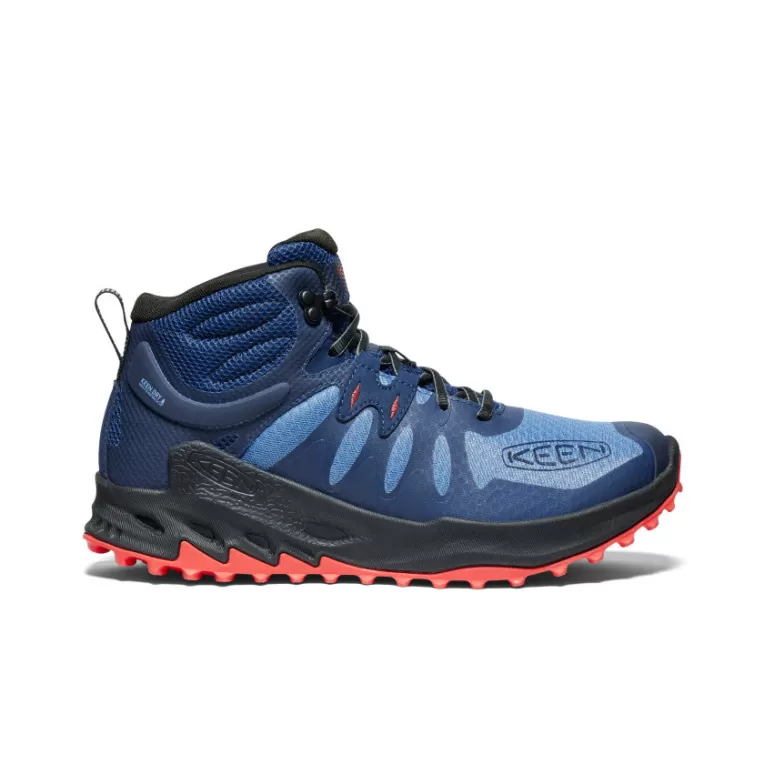 KEEN Boots | Men's Zionic Waterproof Hiking Boot   |  Coronet Blue/Poppy Red
