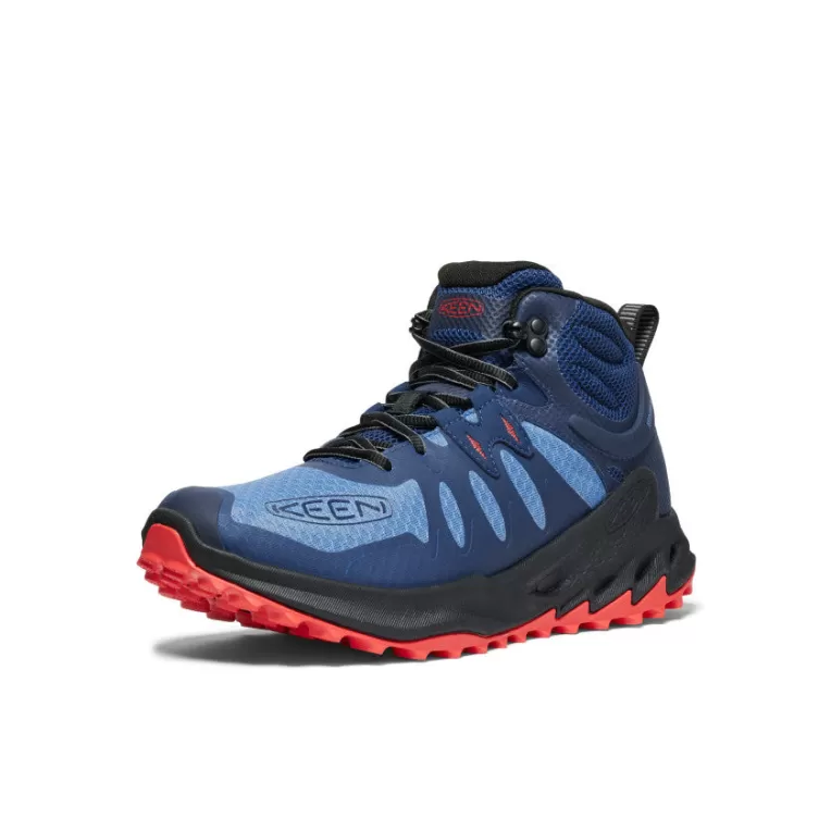 KEEN Boots | Men's Zionic Waterproof Hiking Boot   |  Coronet Blue/Poppy Red