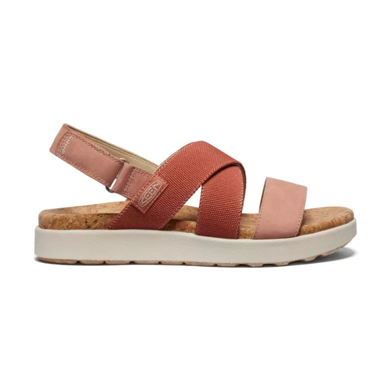 Women KEEN Leather | Sandals | Women's Elle Criss Cross Sandal   |  Baked Clay/Cork