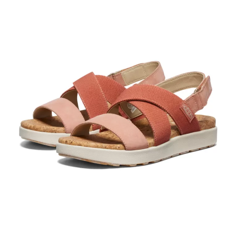 Women KEEN Leather | Sandals | Women's Elle Criss Cross Sandal   |  Baked Clay/Cork