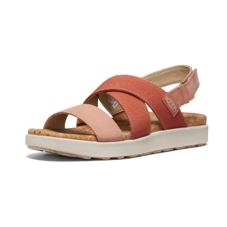 Women KEEN Leather | Sandals | Women's Elle Criss Cross Sandal   |  Baked Clay/Cork