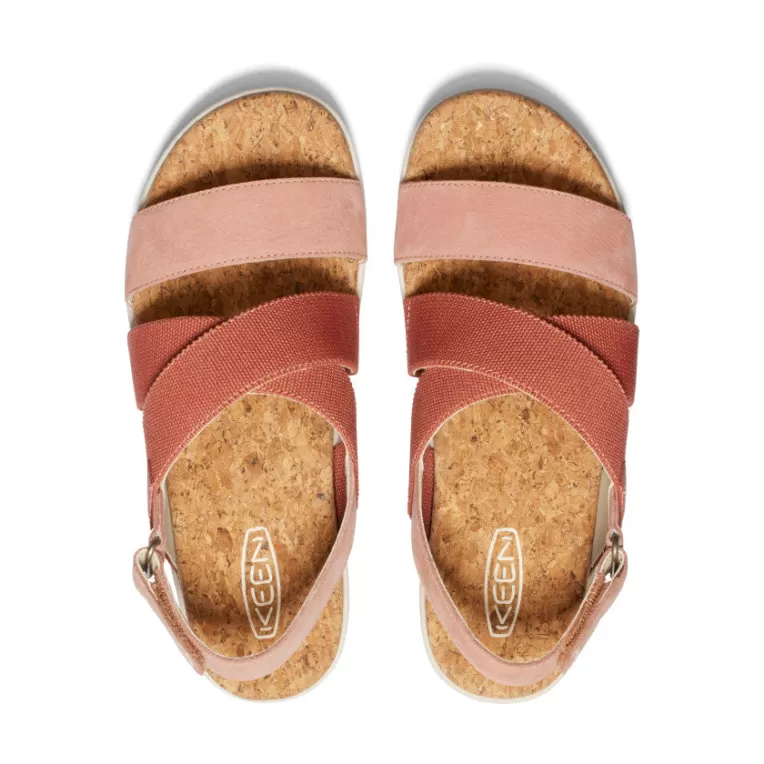 Women KEEN Leather | Sandals | Women's Elle Criss Cross Sandal   |  Baked Clay/Cork